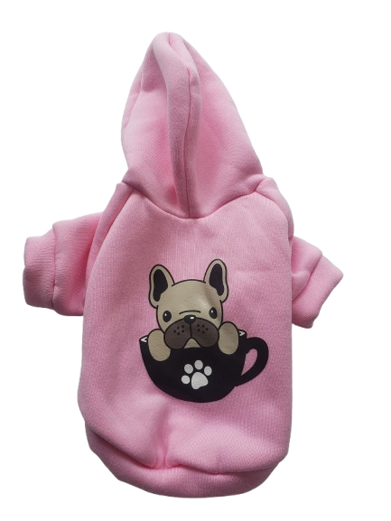 Chaqueta Rosada con Perrito Frenchie – Talla S