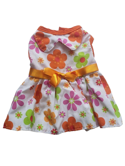 Vestido Blanco con Detalles Florales Naranja – Talla 1