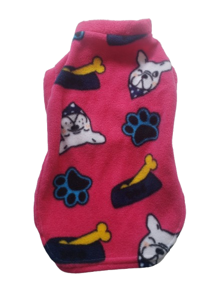 Polera Fucsia con Accesorios y Perrito Frenchie – Talla 2