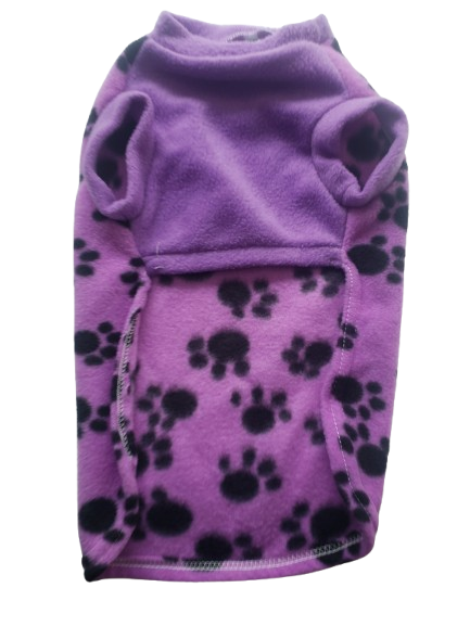 Polera Morada de Huellitas Negras – Talla 2