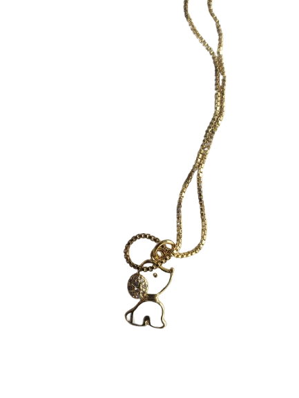 Cadena Dorada con Dije de Perrito Blanco