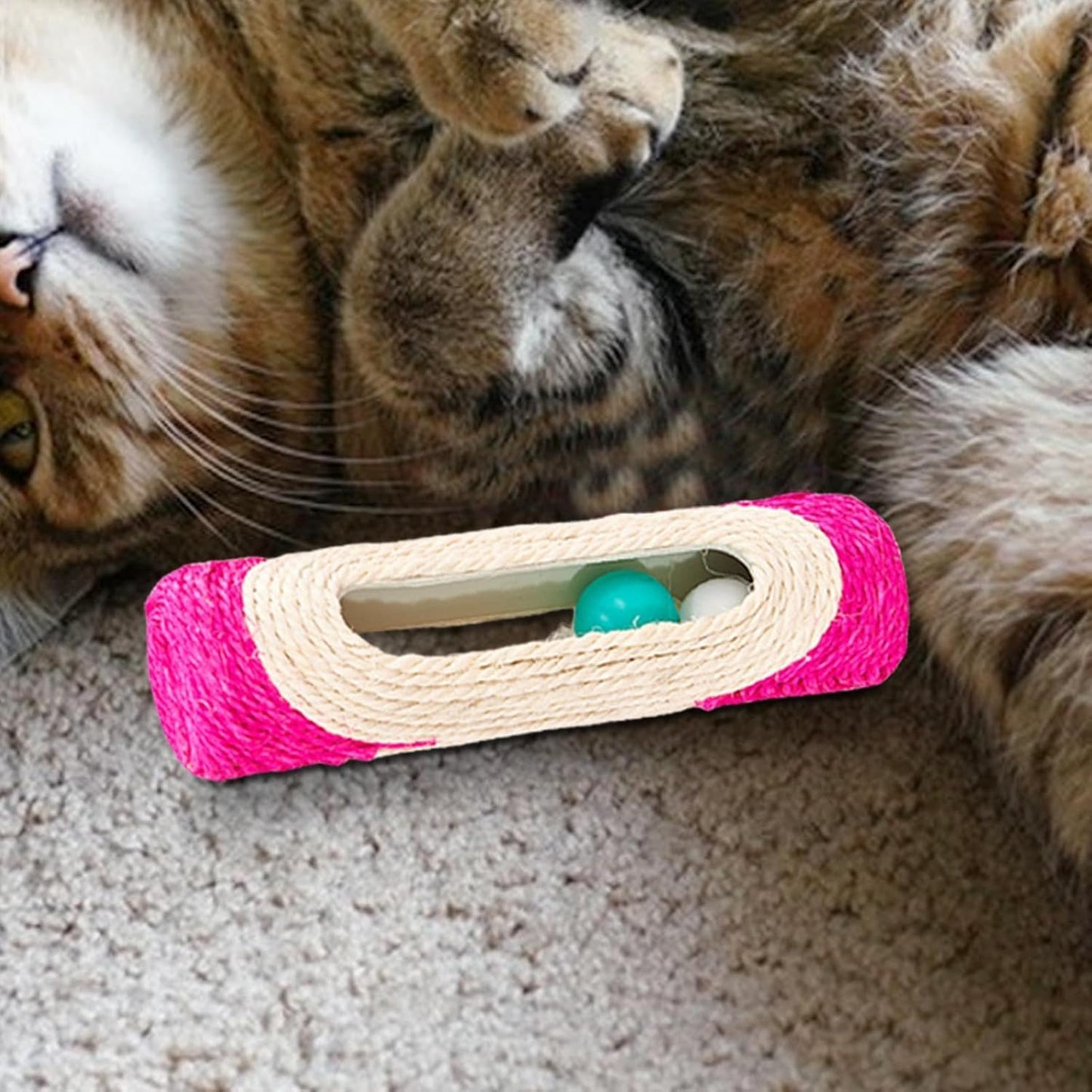 Rascador Cilíndrico con Pelotas Interactivas – Diversión y Cuidado para tu Gato