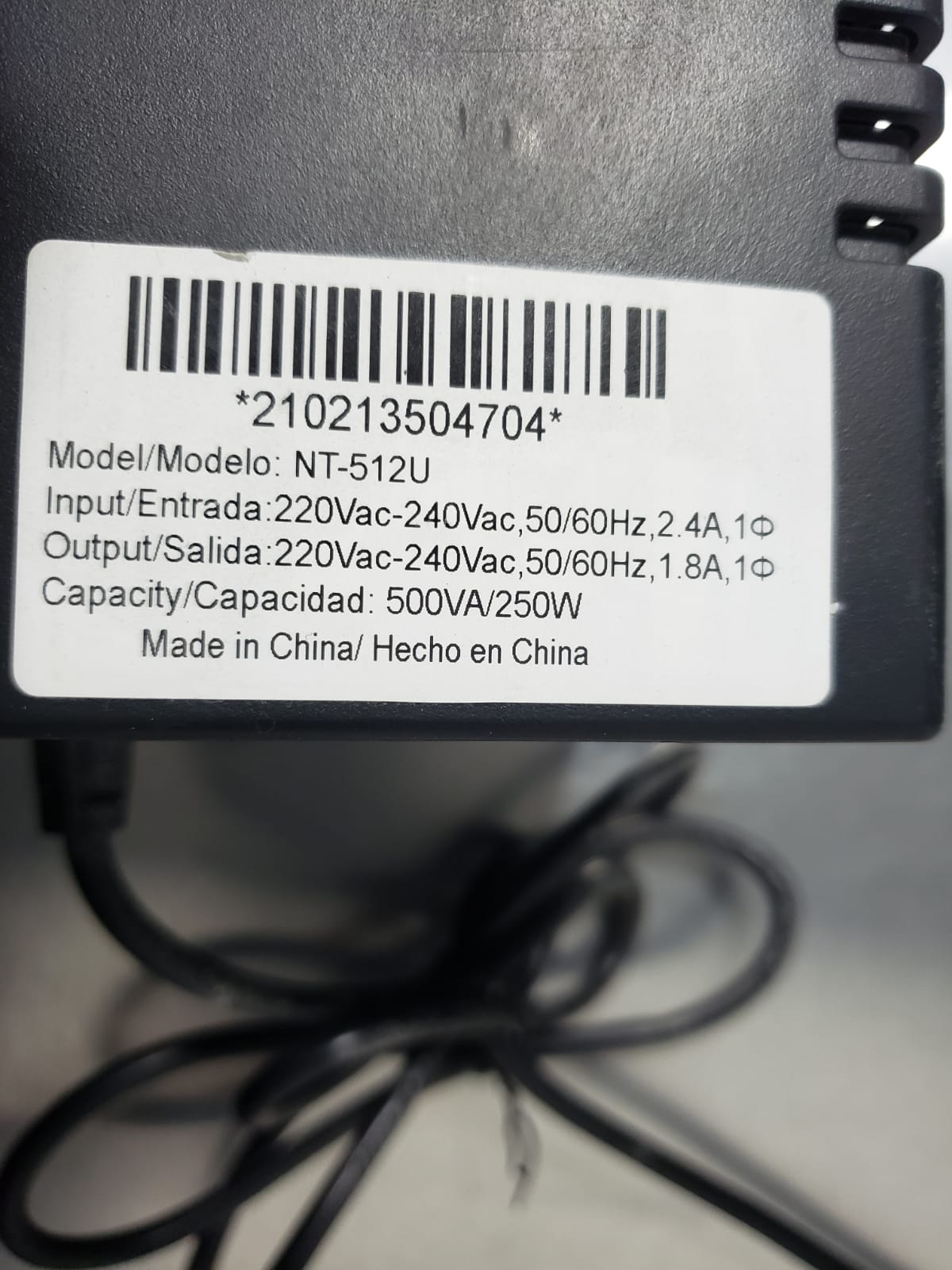 UPS Forza 500VA / 250W – Modelo NT-512U | 6 Tomas + Protección RJ11 | Color Negro