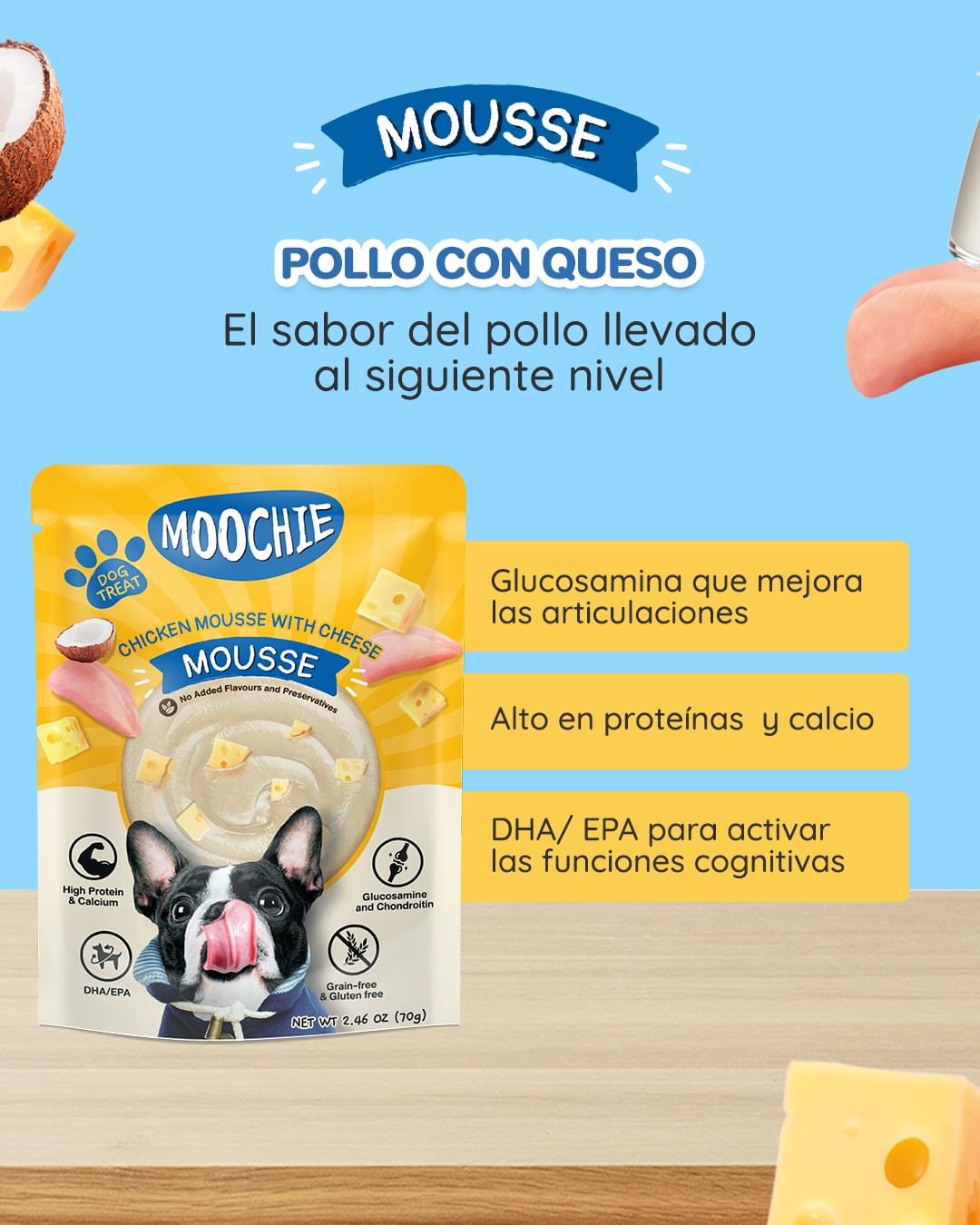 MOOCHIE DOG MOUSSE POUCH CHICKEN WITH CHEESE