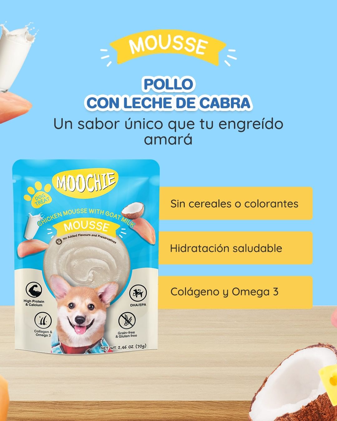 MOOCHIE DOG MOUSSE POUCH CHICKEN MOUSSE WITH GOAT MILK