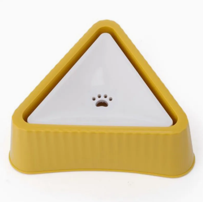 Bebedero para Mascotas – Diseño Triangular en Azul y Amarillo