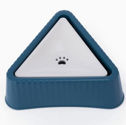 Bebedero para Mascotas – Diseño Triangular en Azul y Amarillo
