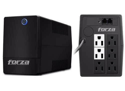 UPS Forza 500VA / 250W – Modelo NT-512U | 6 Tomas + Protección RJ11 | Color Negro