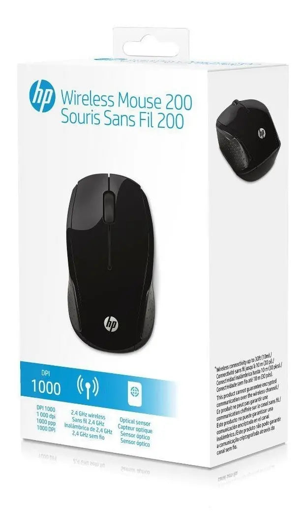 Mouse HP 200 Wireless Óptico 1000 DPI — Negro