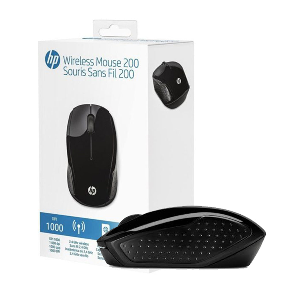 Mouse HP 200 Wireless Óptico 1000 DPI — Negro